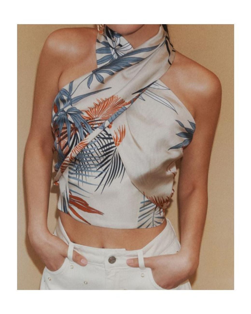Marella White Crossover Cropped Top