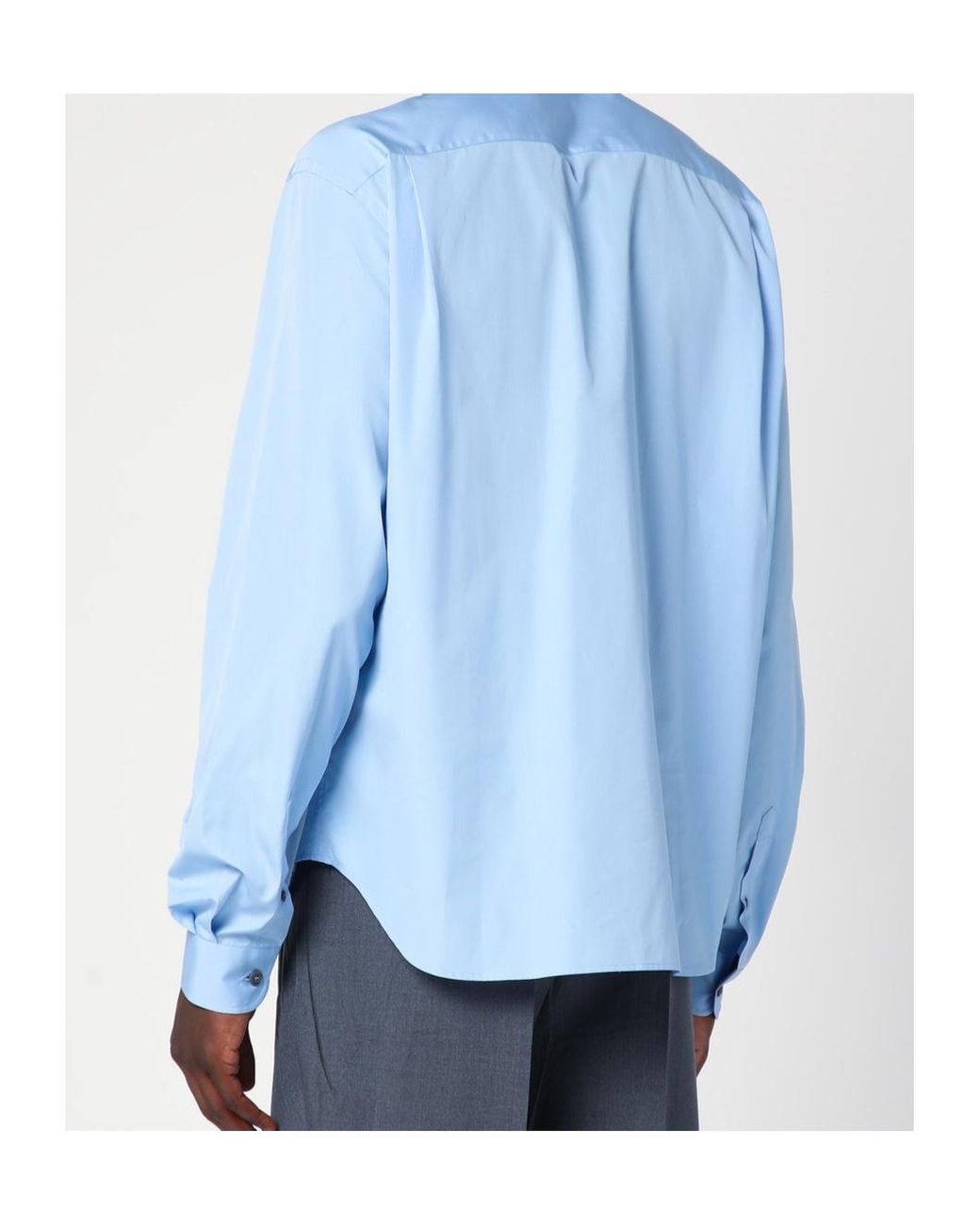 Prada Blue Long Sleeved Buttoned Shirt for men