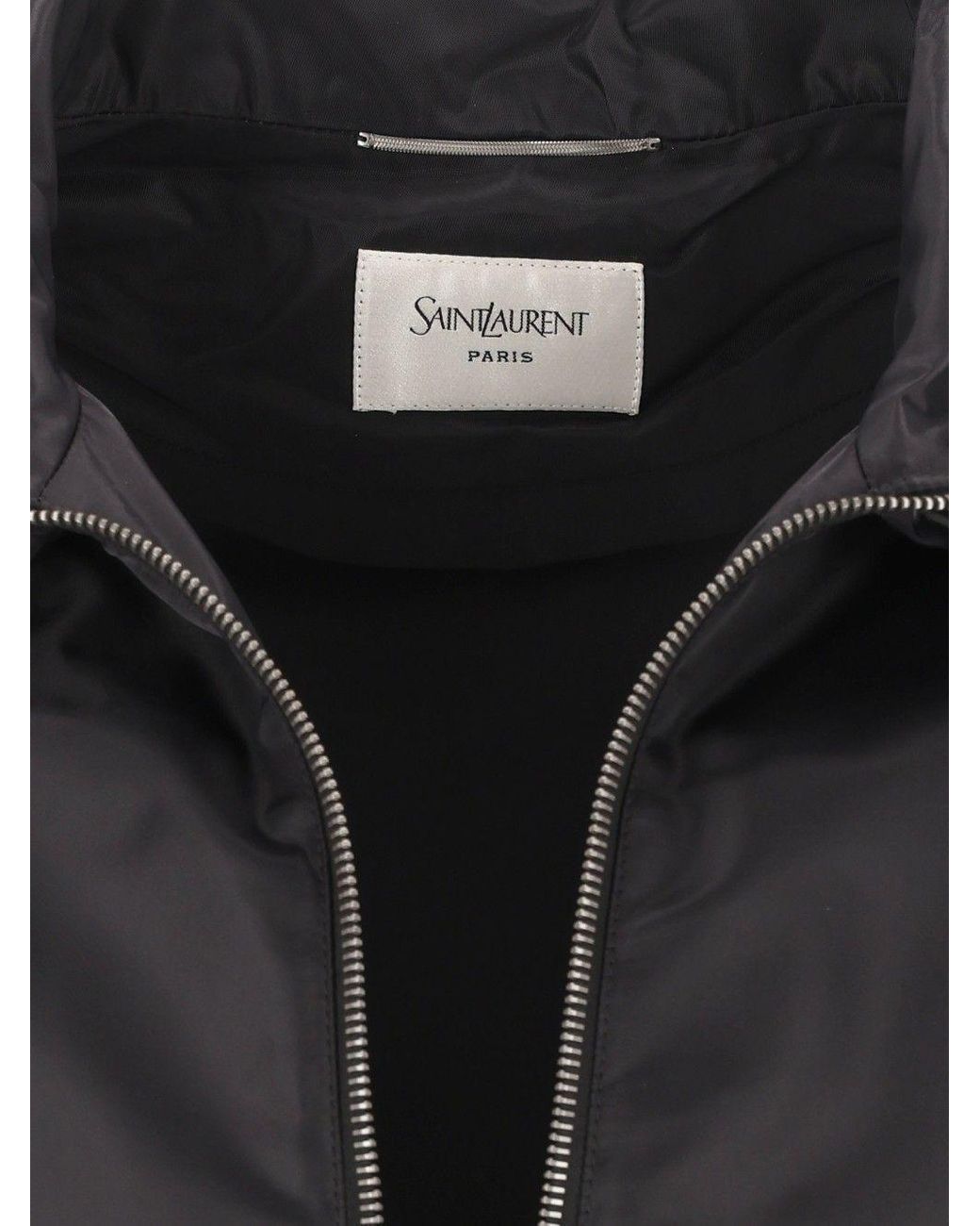 Saint Laurent Blue Hooded Logo-Print Jacket for men