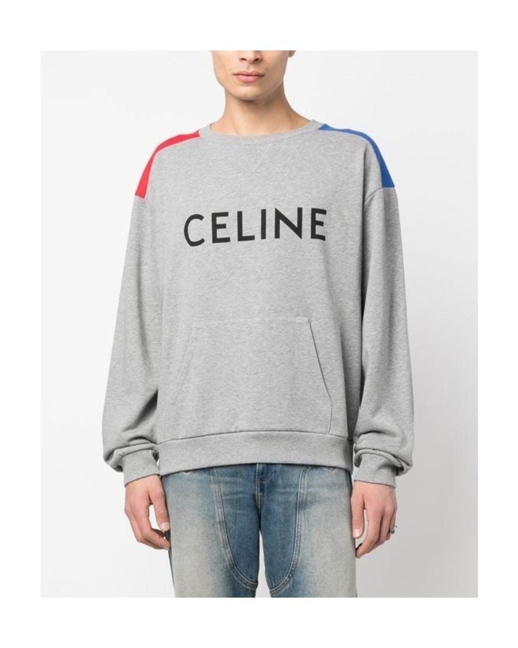 Céline Gray Logo Hooded Sweatshirt for men