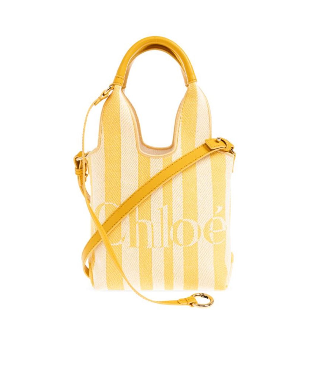 Chloé Yellow Chloé Mini Striped Tote Bag