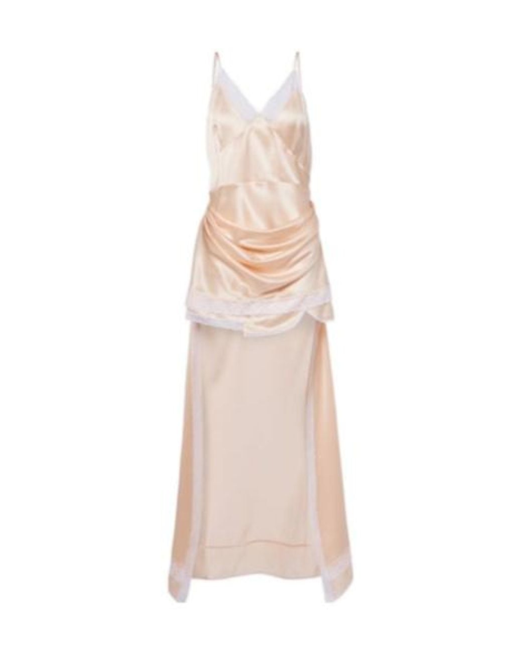 Magda Butrym Pink Lace-Trimmed Silk Satin Slip Dress