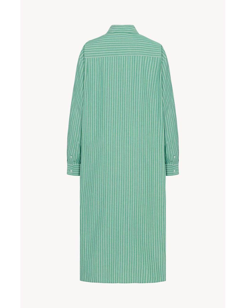 The Row Green Striped Shirt Dress