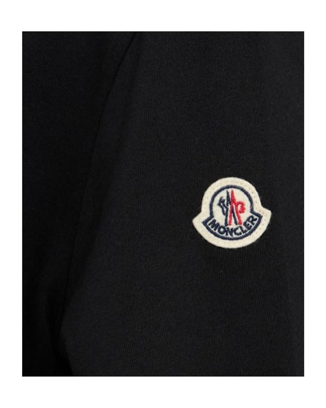 Moncler Black Embroidered Tonal Logo Cotton T-Shirt