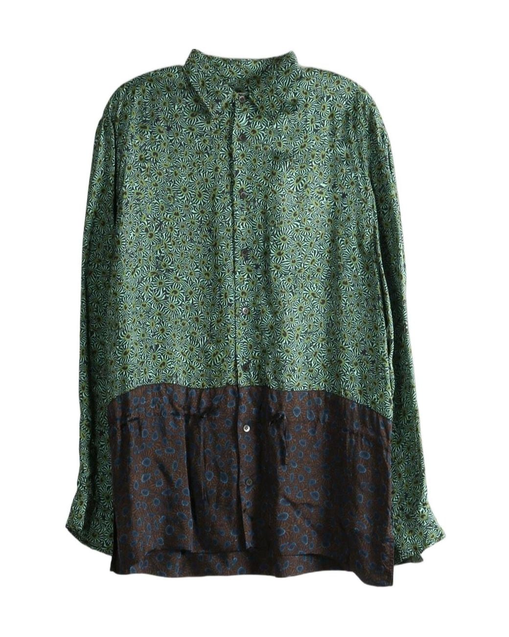 Dries Van Noten Green All-Over Print Fluid Shirt for men