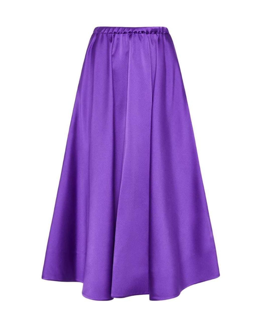 Valentino Purple Pleated A-Line Silk Skirt