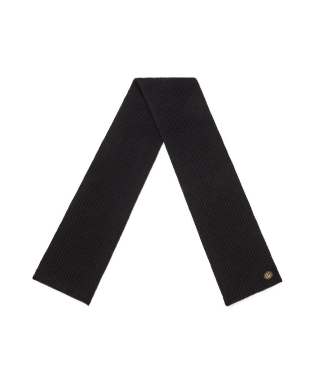 Gucci Black Logo-Patch Knit Scarf