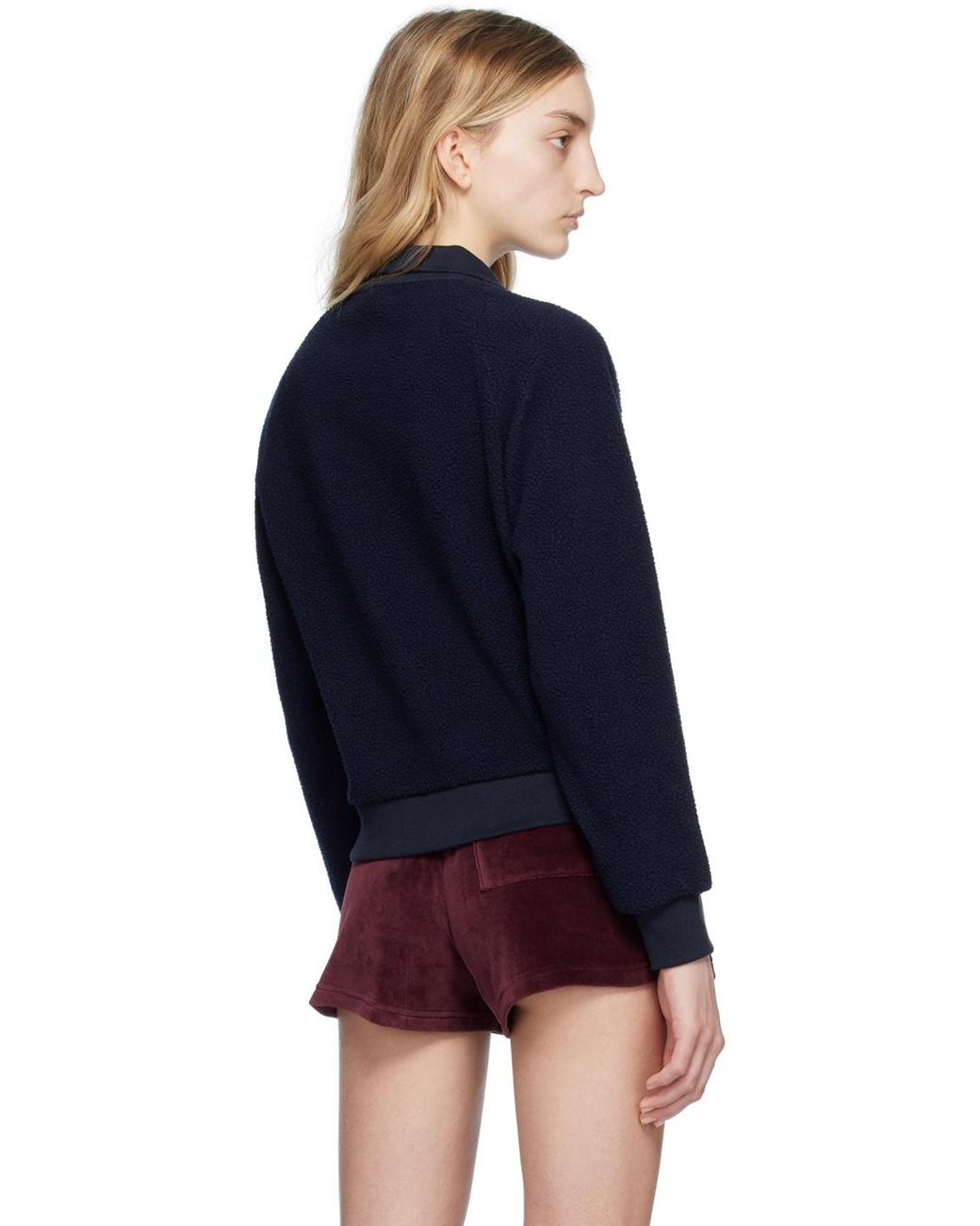 Sporty & Rich Blue Half-Zip Fleece Sweatshirt