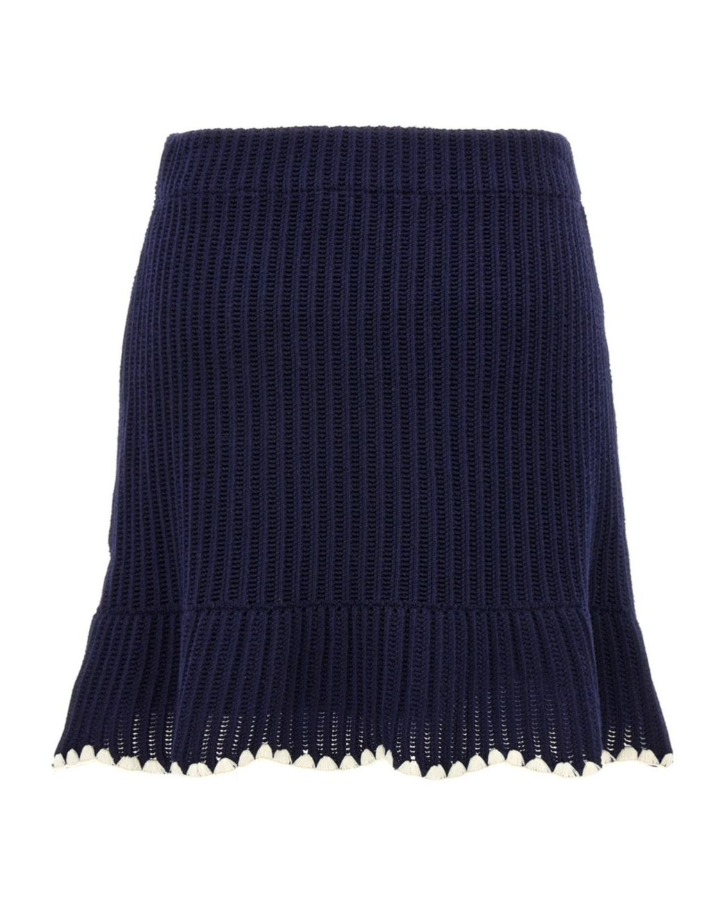 Self-Portrait Blue Crochet Knitted Mini Skirt