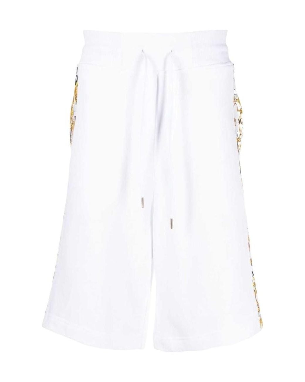 Versace Jeans White Couture Drawstring Bermuda Shorts for men