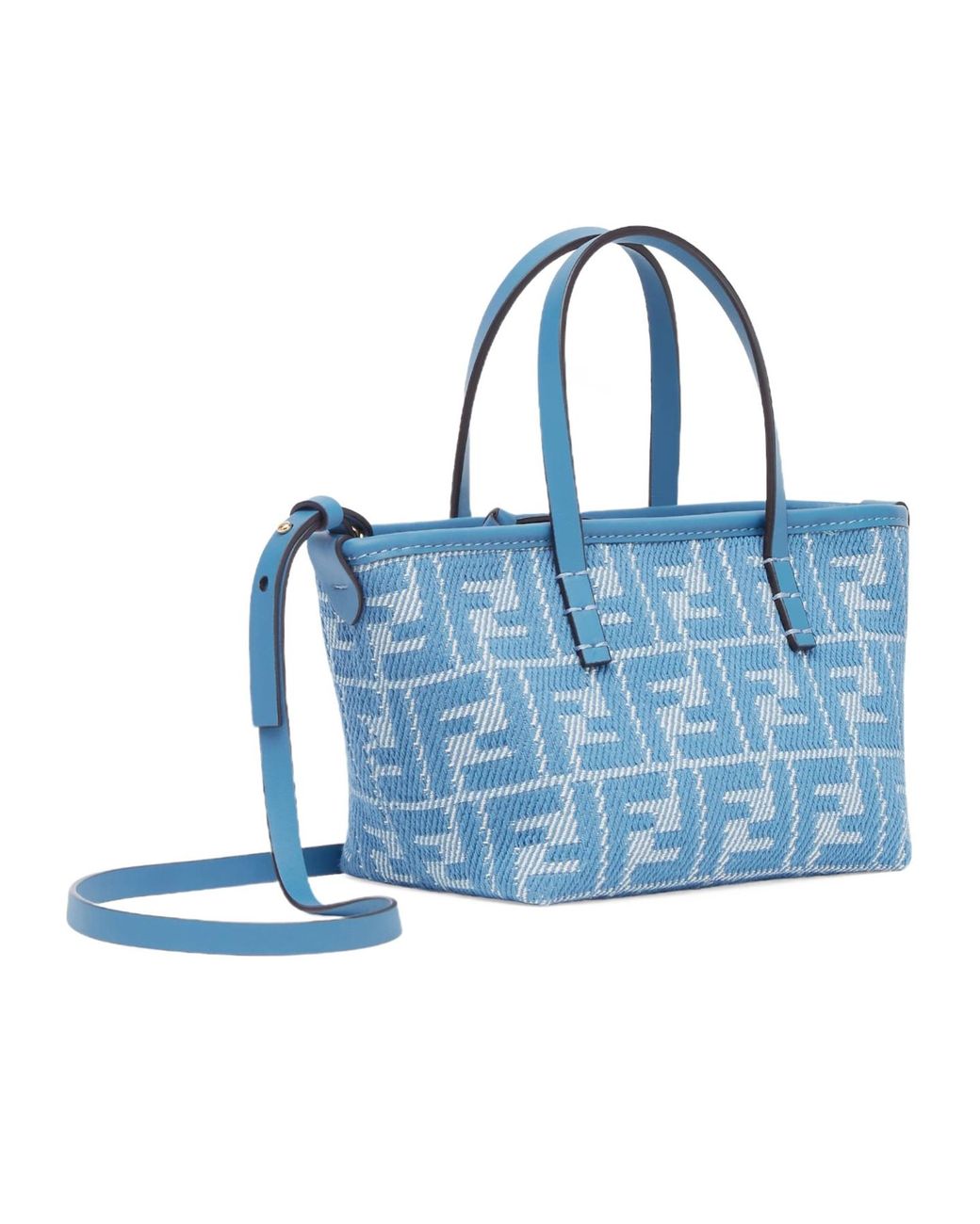 トートバッグ FENDI Baguette Mini Blue canvas bag with FF embroi Fendi Canvas Bag With Ff Embroidery in Blue | Lyst