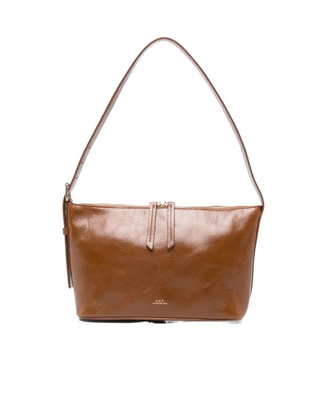 A.P.C. Brown Vera Logo Printed Zipped Shoulder Bag
