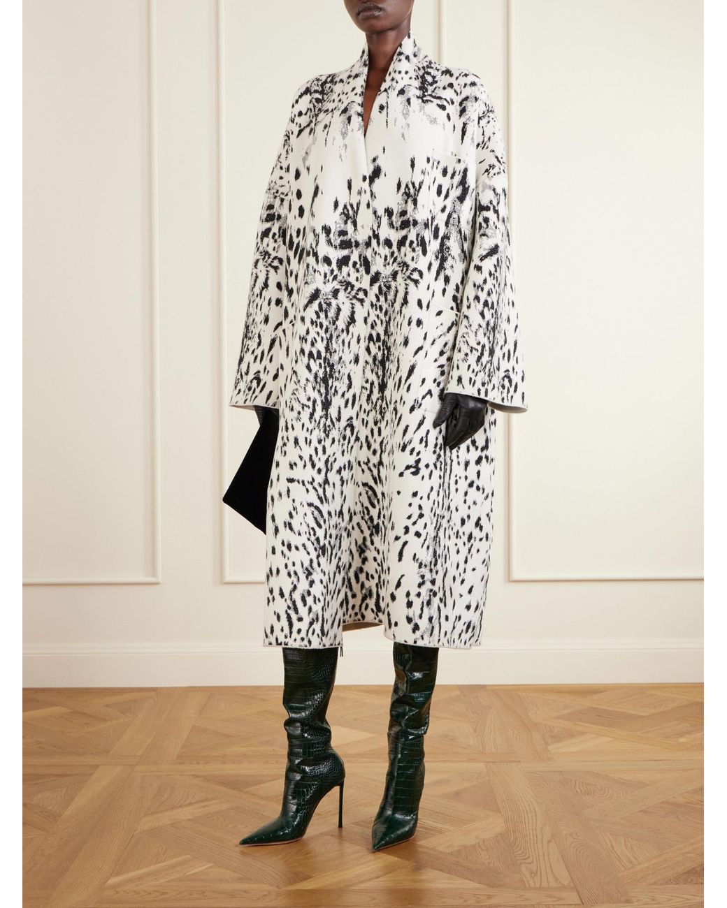 Tom Ford Green Croc-Effect Leather Knee Boots