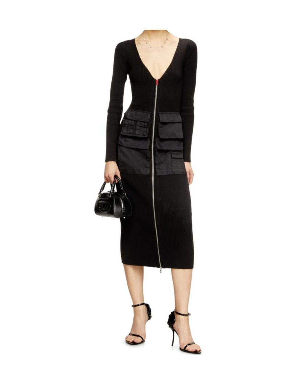 DIESEL Black M-Melti-Ls Zipped Dress
