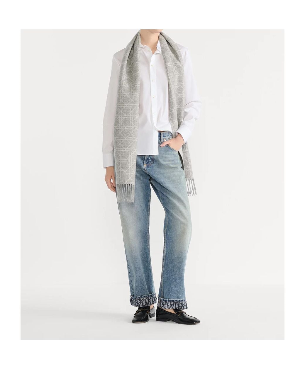 Dior White Cannage Scarf