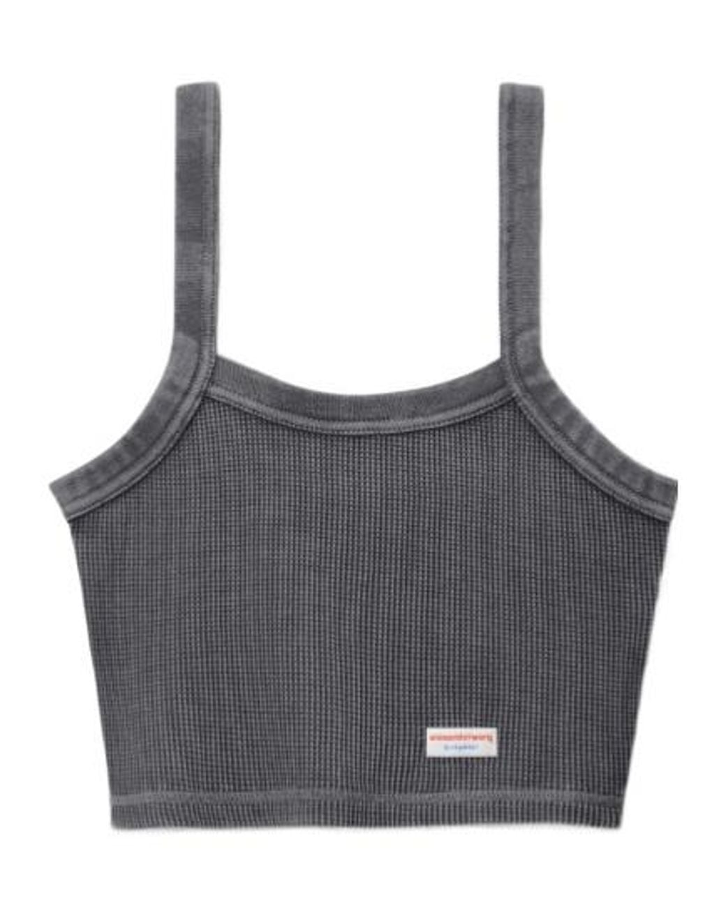 Alexander Wang Gray Waffle-Knit Cami Tank