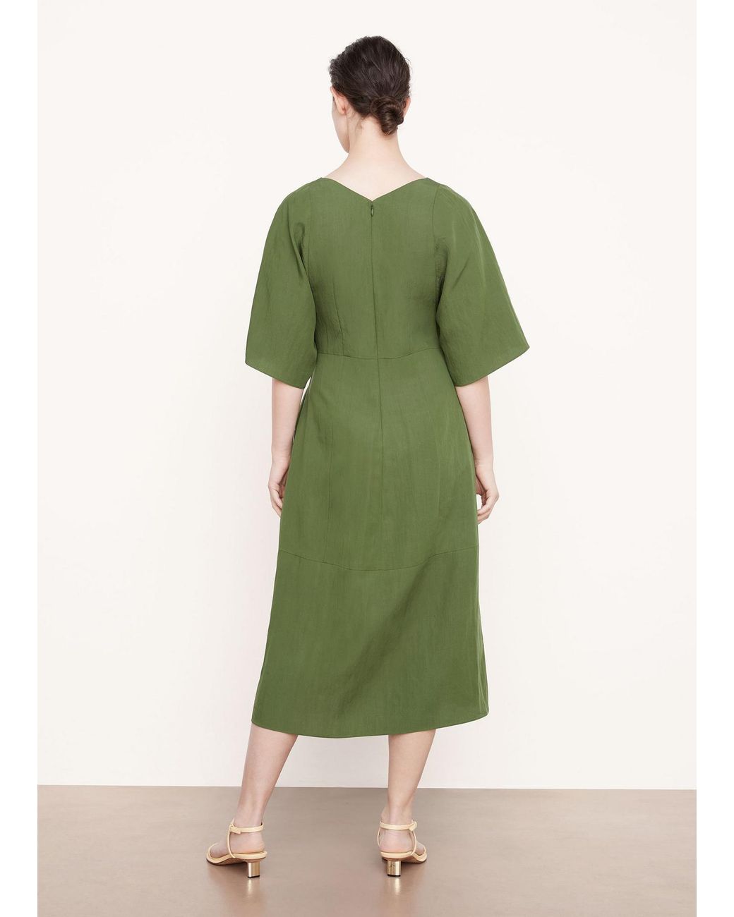 Vince Green Short-Sleeve V-Neck Dress