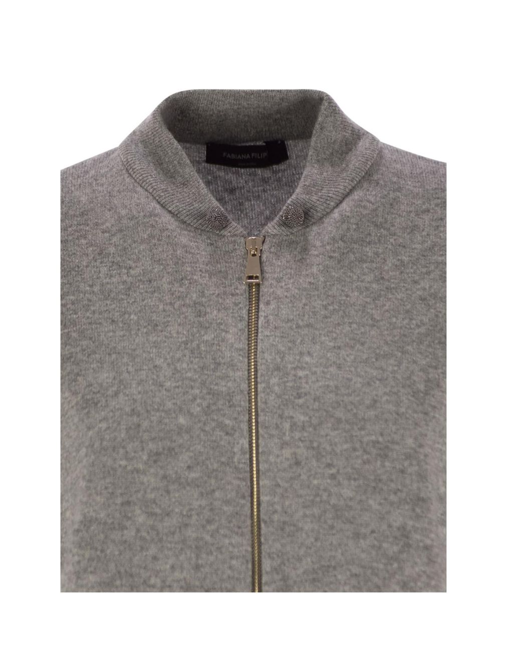 Fabiana Filippi Gray Ball Pin Embellished Zipped Cardigan