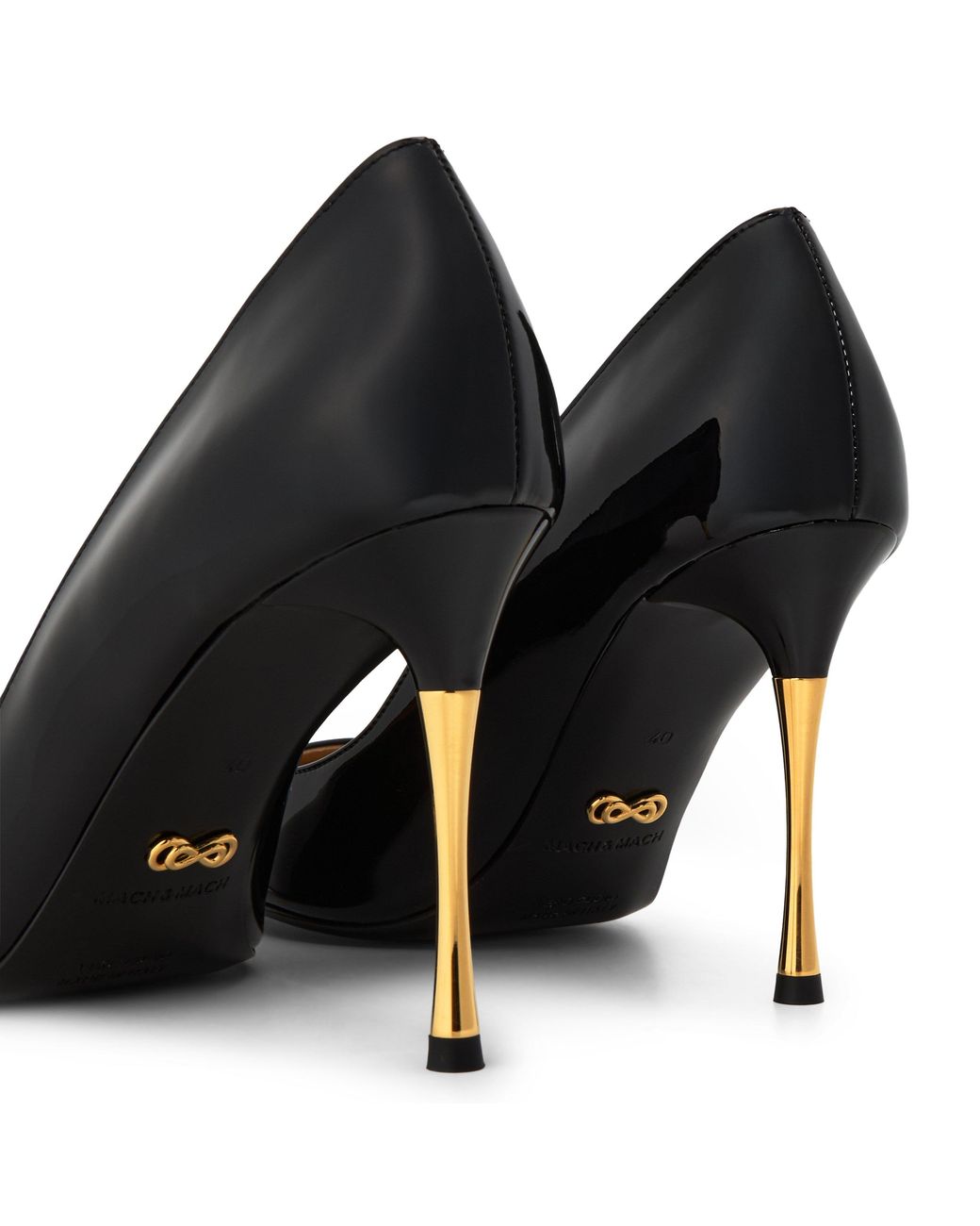 Mach & Mach Black Pointedtoe Slipon Pump