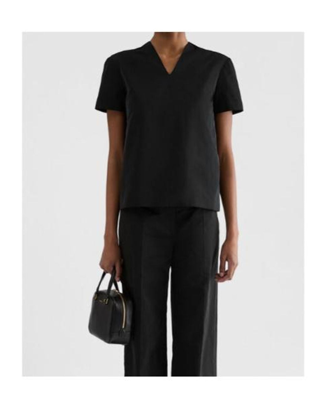 Jil Sander Black Short Sleeve V-Neck Top