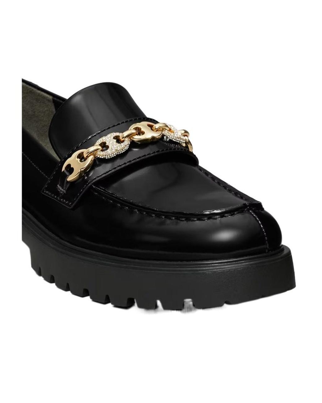 Tory Burch Black Pavé Gemini-Link Lug Loafers