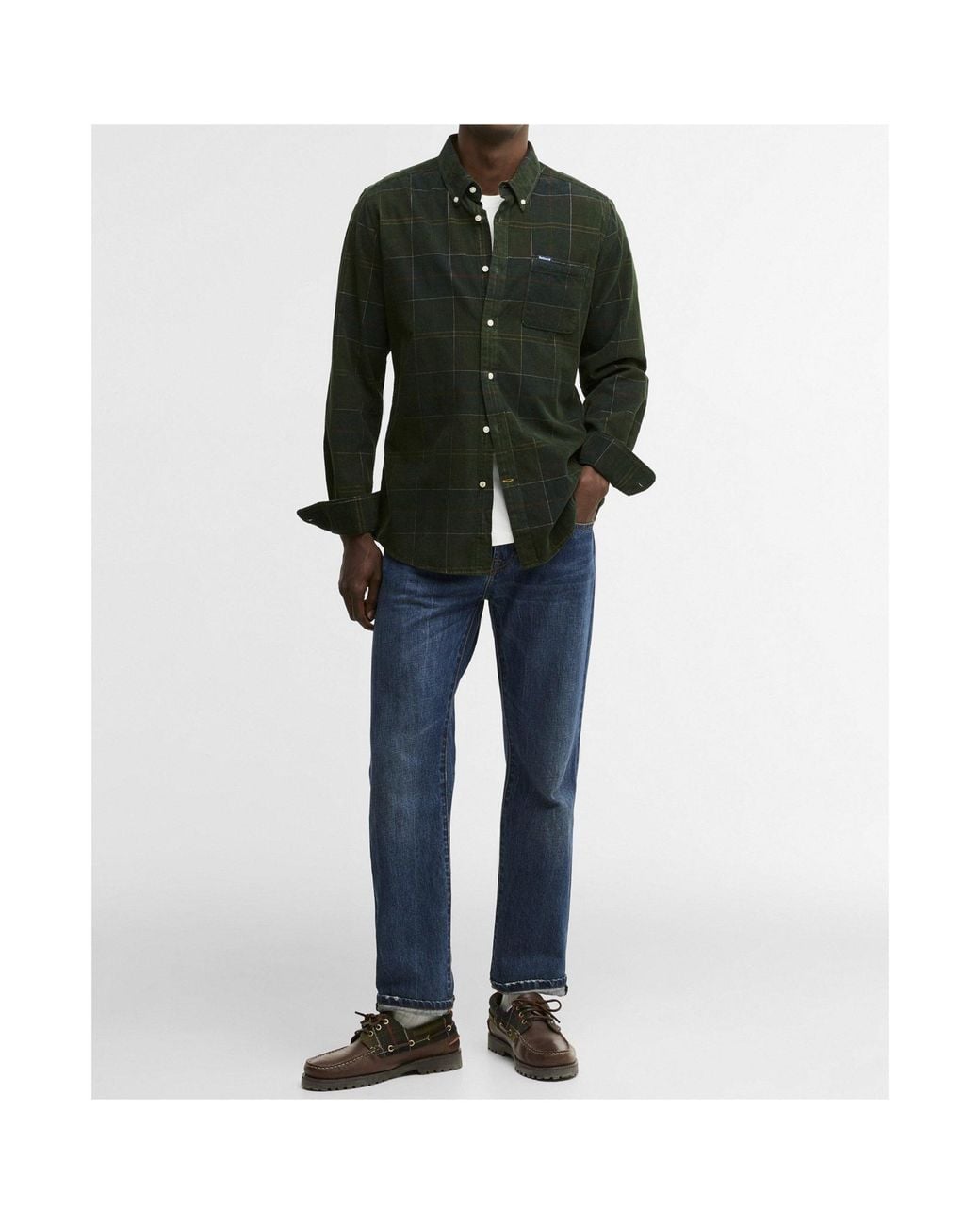 Barbour Green Long-Sleeve Slim-Fit Corduroy Shirt for men