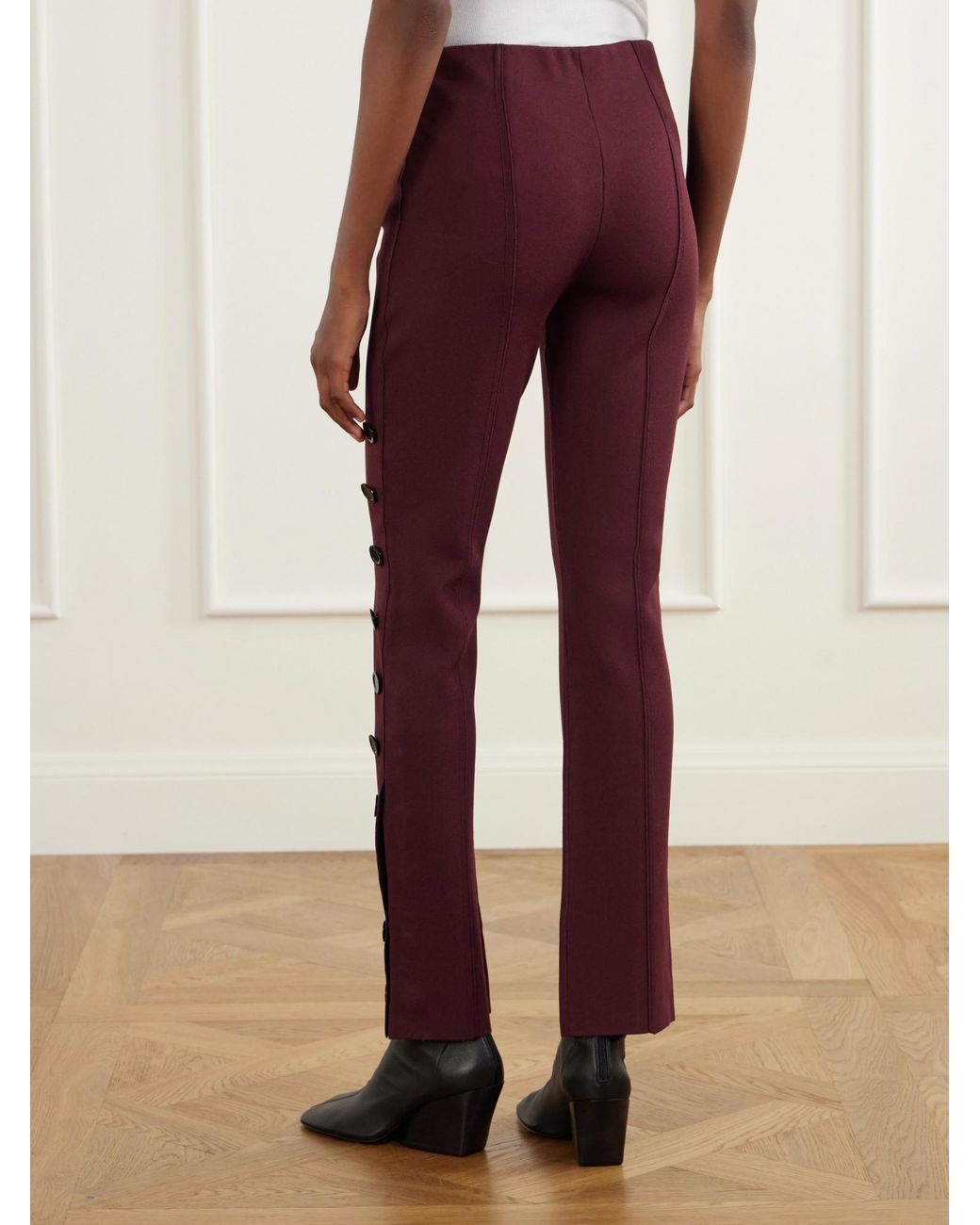 Proenza Schouler Red Martina Button-Embellished Stretch-Jersey Skinny Pants