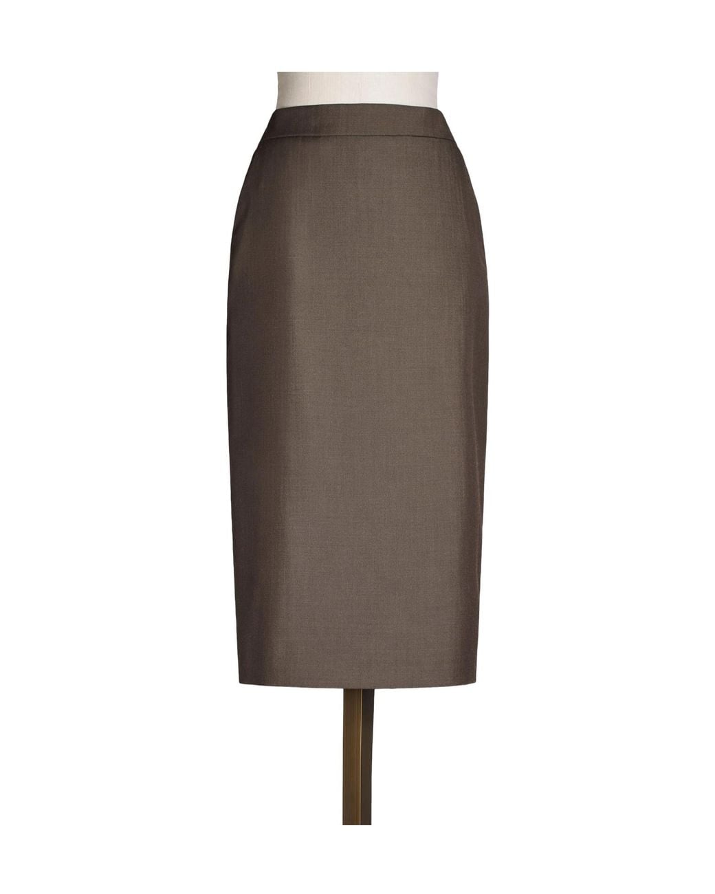 Max Mara Brown Wool Gabardine Pencil Skirt
