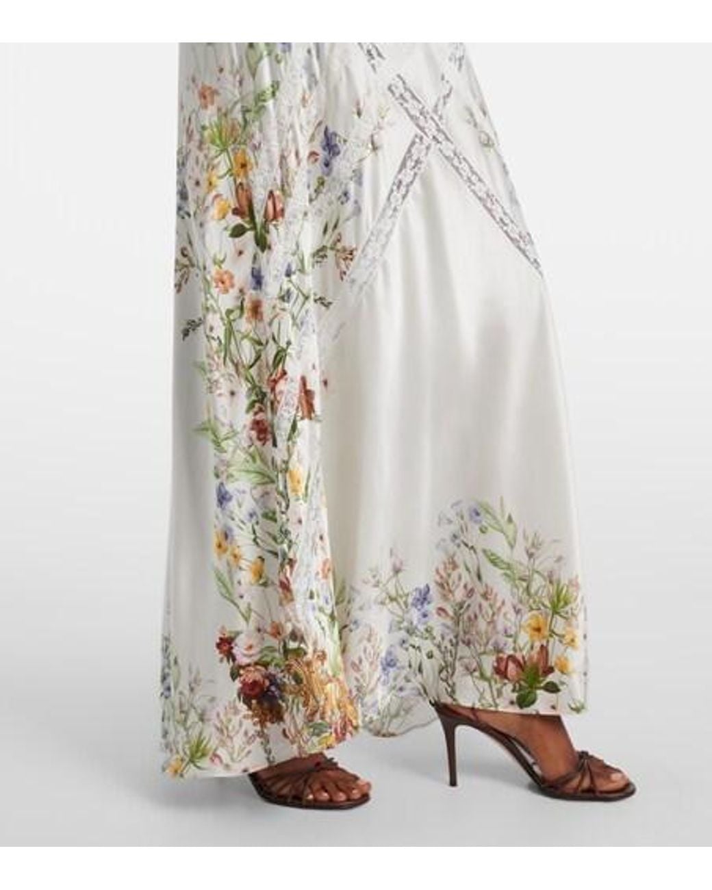 Camilla White Floral Silk Satin Slip Dress