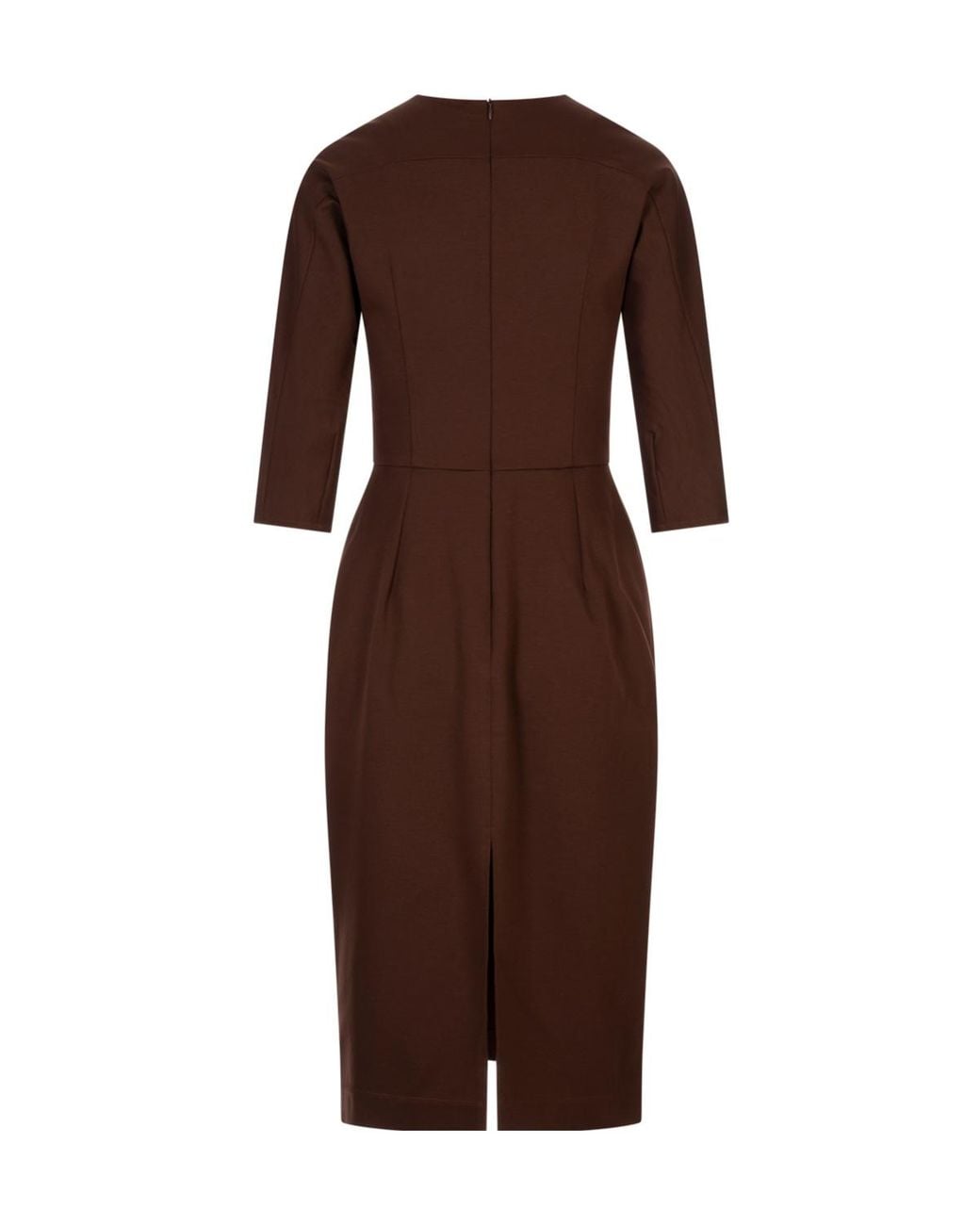 Fabiana Filippi Brown Three-Quarter Sleeve Midi Dress