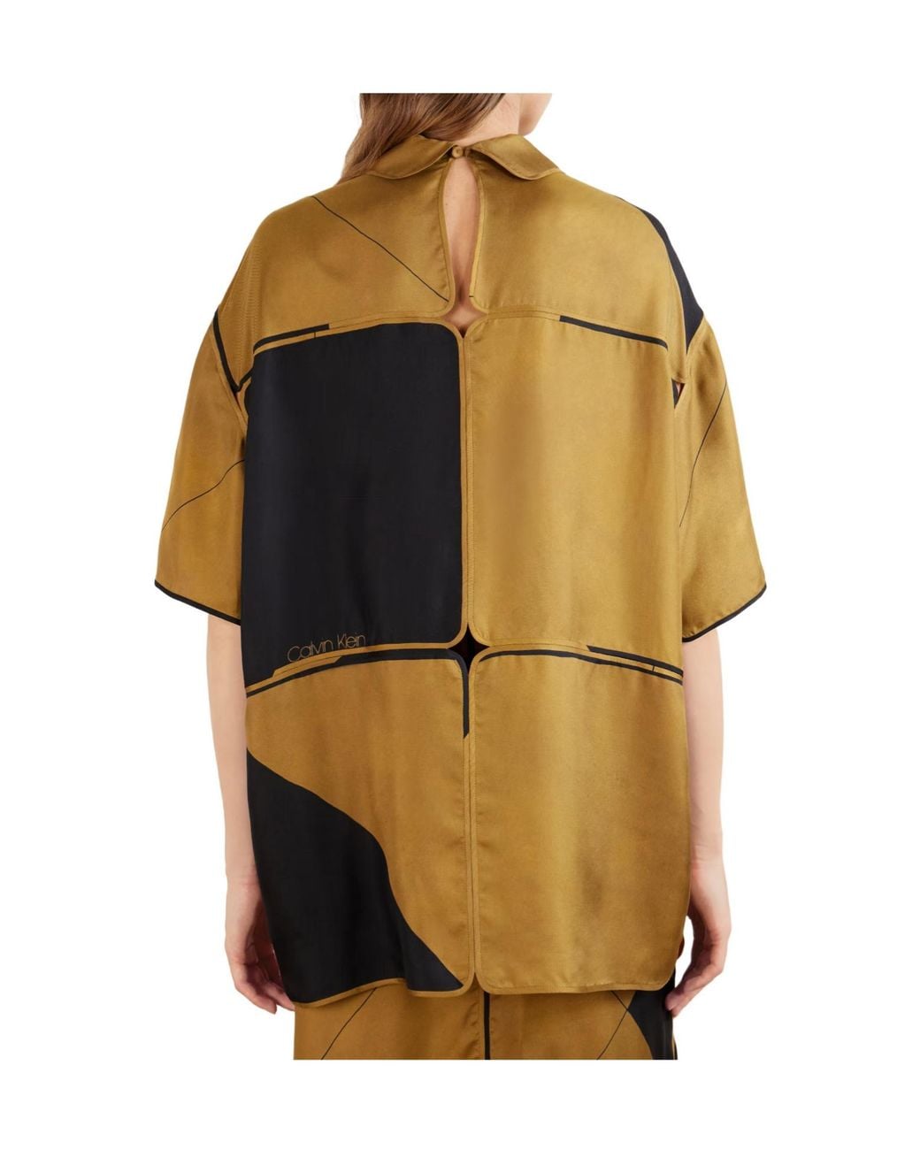 Calvin Klein Yellow Patchwork Silk-Twill Shirt