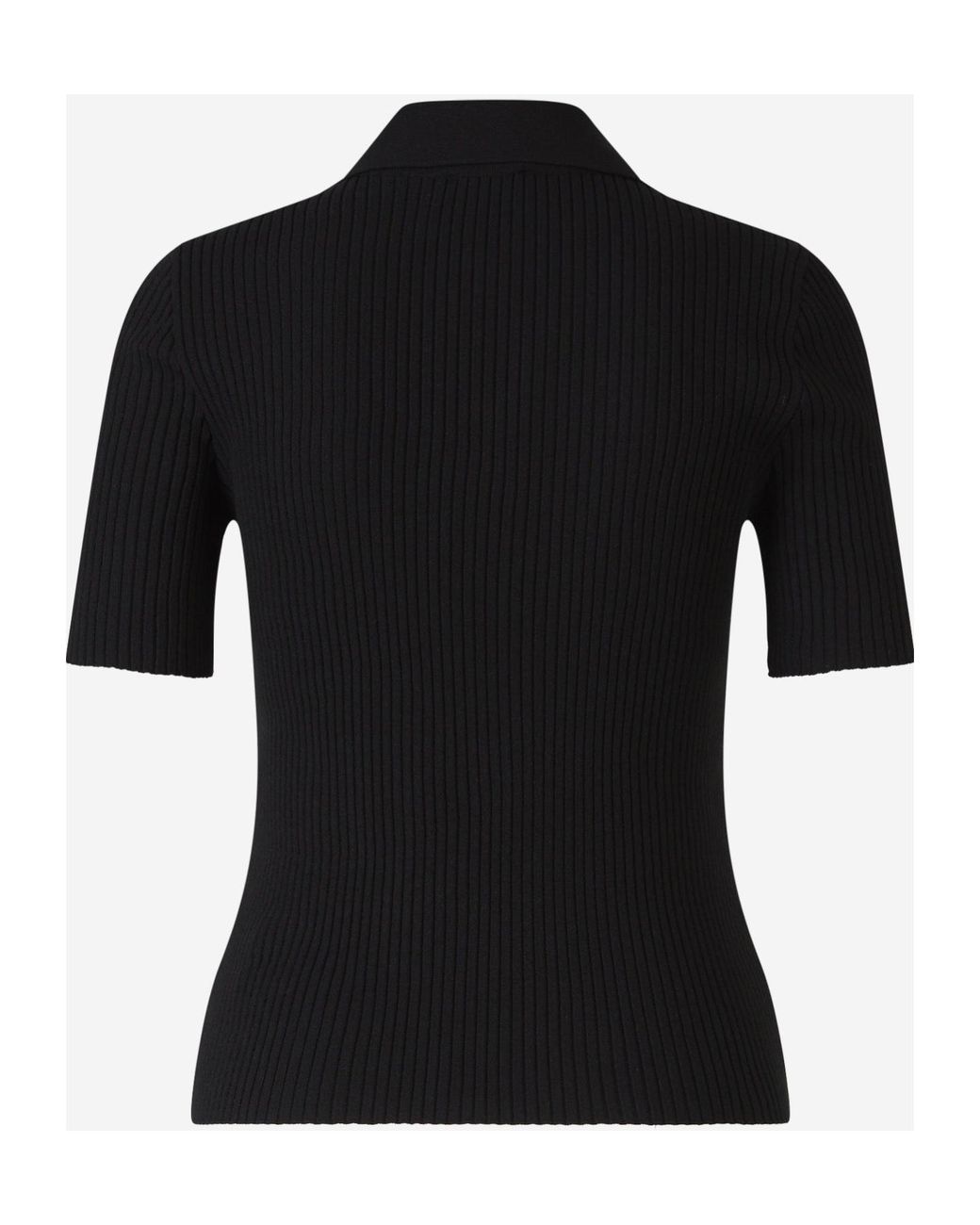 Courreges Black Courrèges Iconic Rib Knit Polo Shirt
