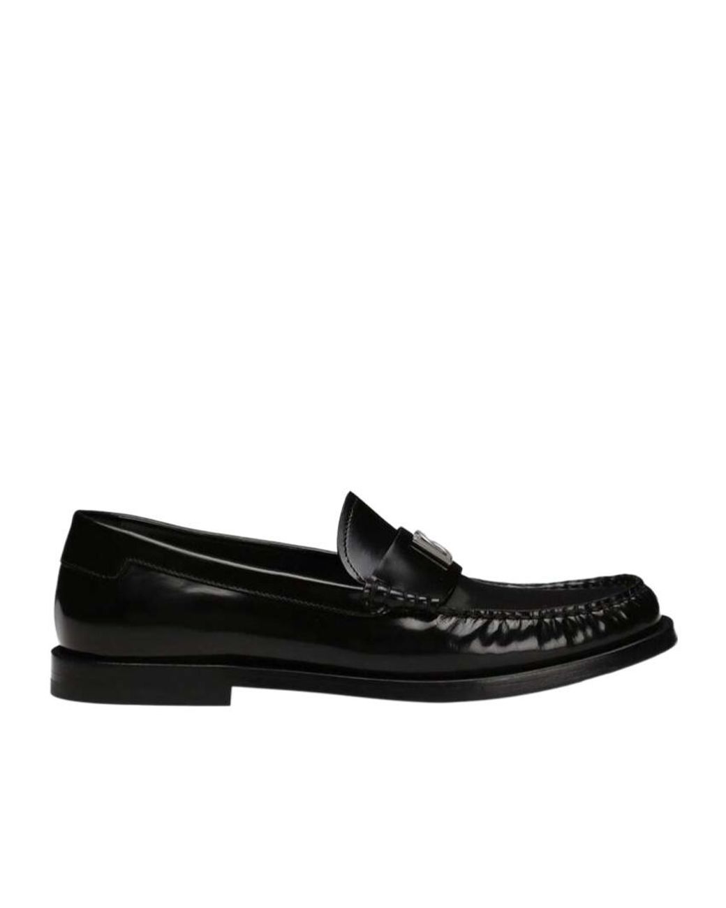 Dolce & Gabbana Black Logo Plaque Loafers