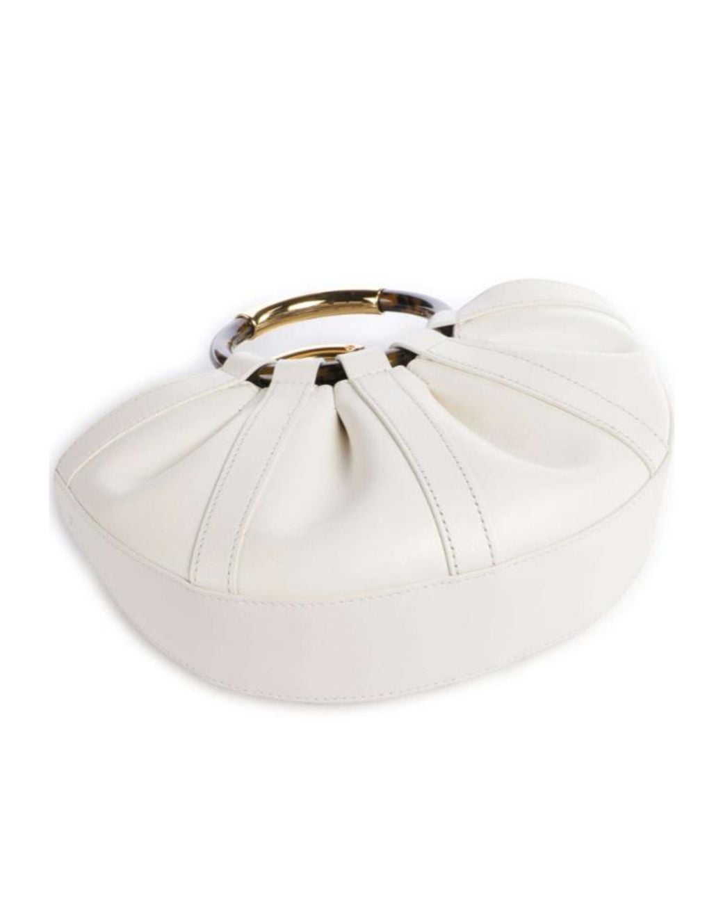 Coccinelle White Ring-Handle Bucket Bag