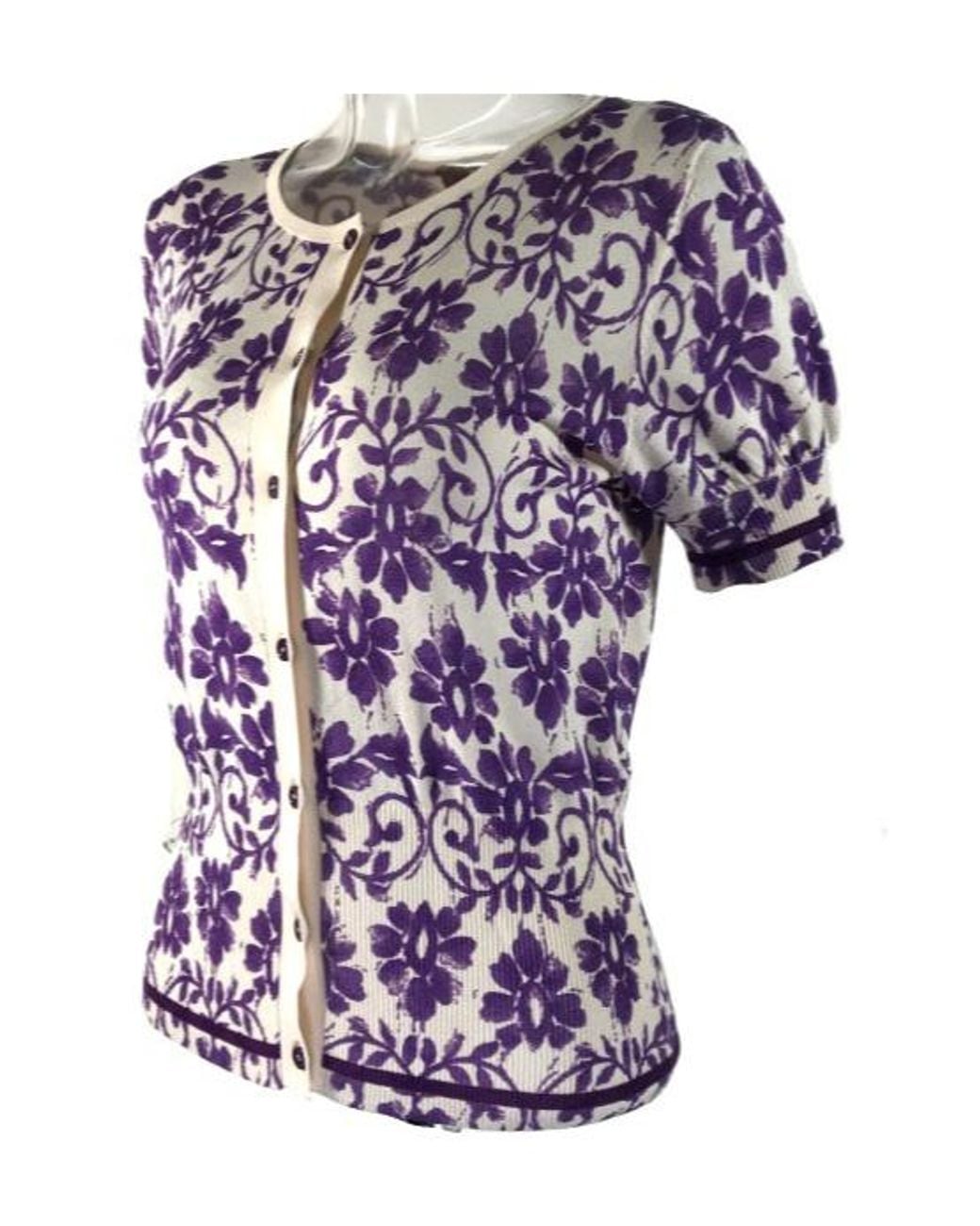 Max Mara Purple Short-Sleeved Knitted Cardigan