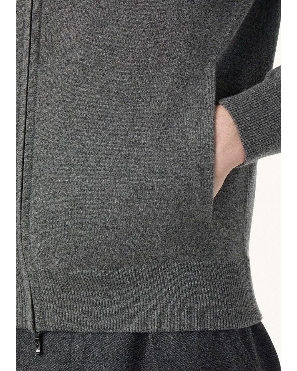 Loro Piana Gray Zipper Cashmere Sweater for men