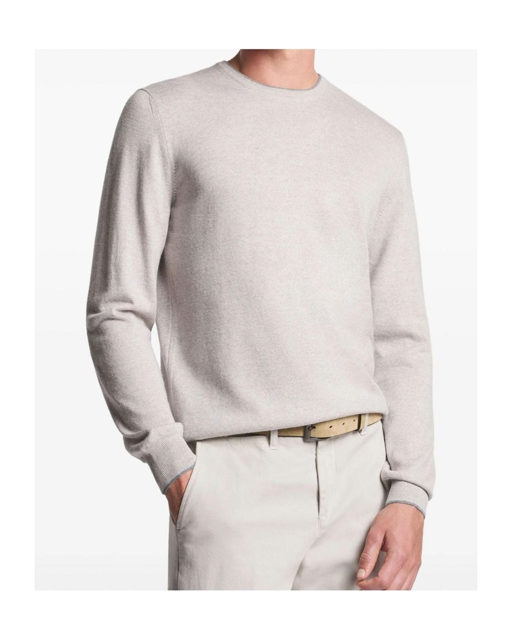 Fay White Elbow-Patch Round Neck Knitwear for men