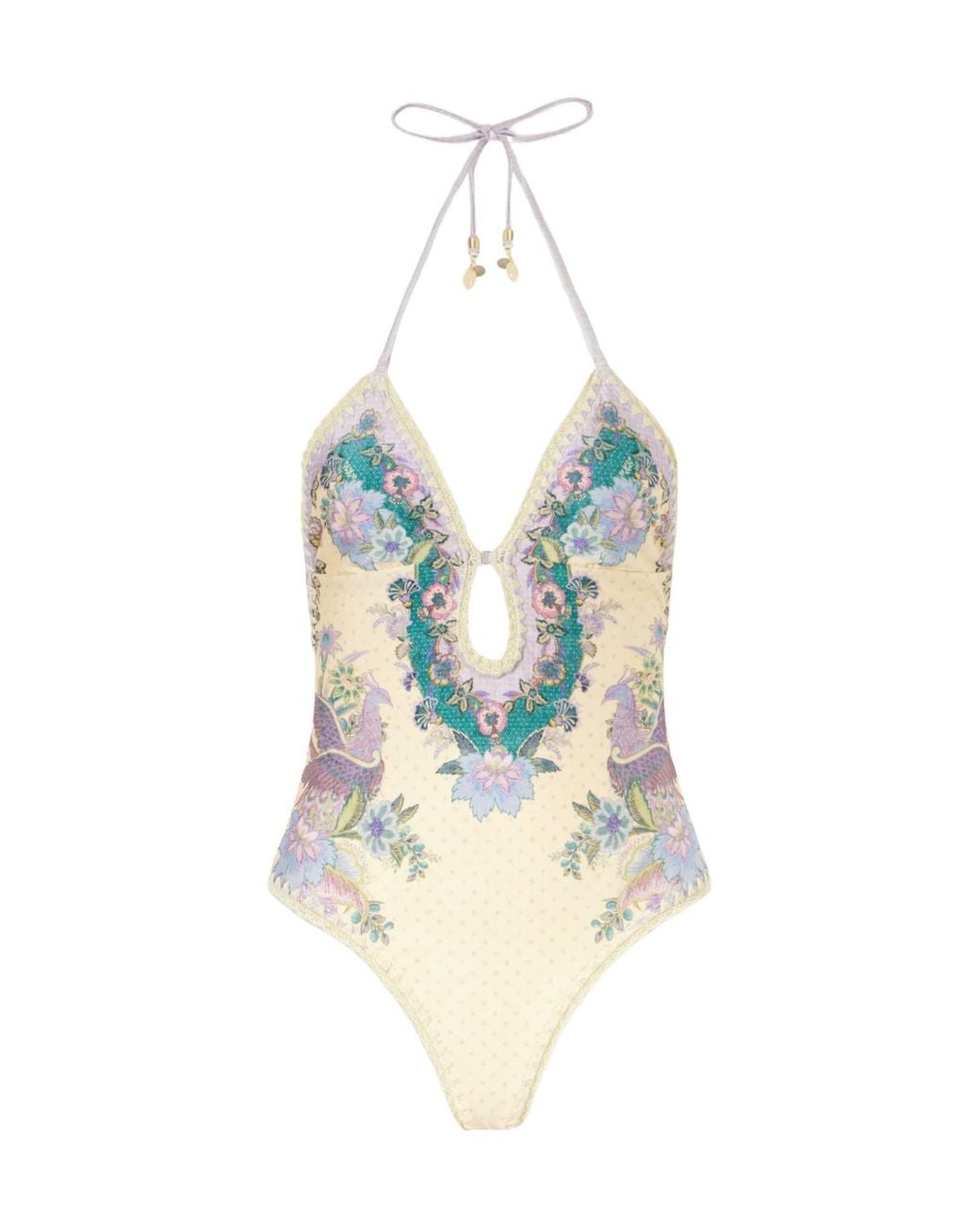 Zimmermann Blue Sea Plunge One-Piece Swimsuit