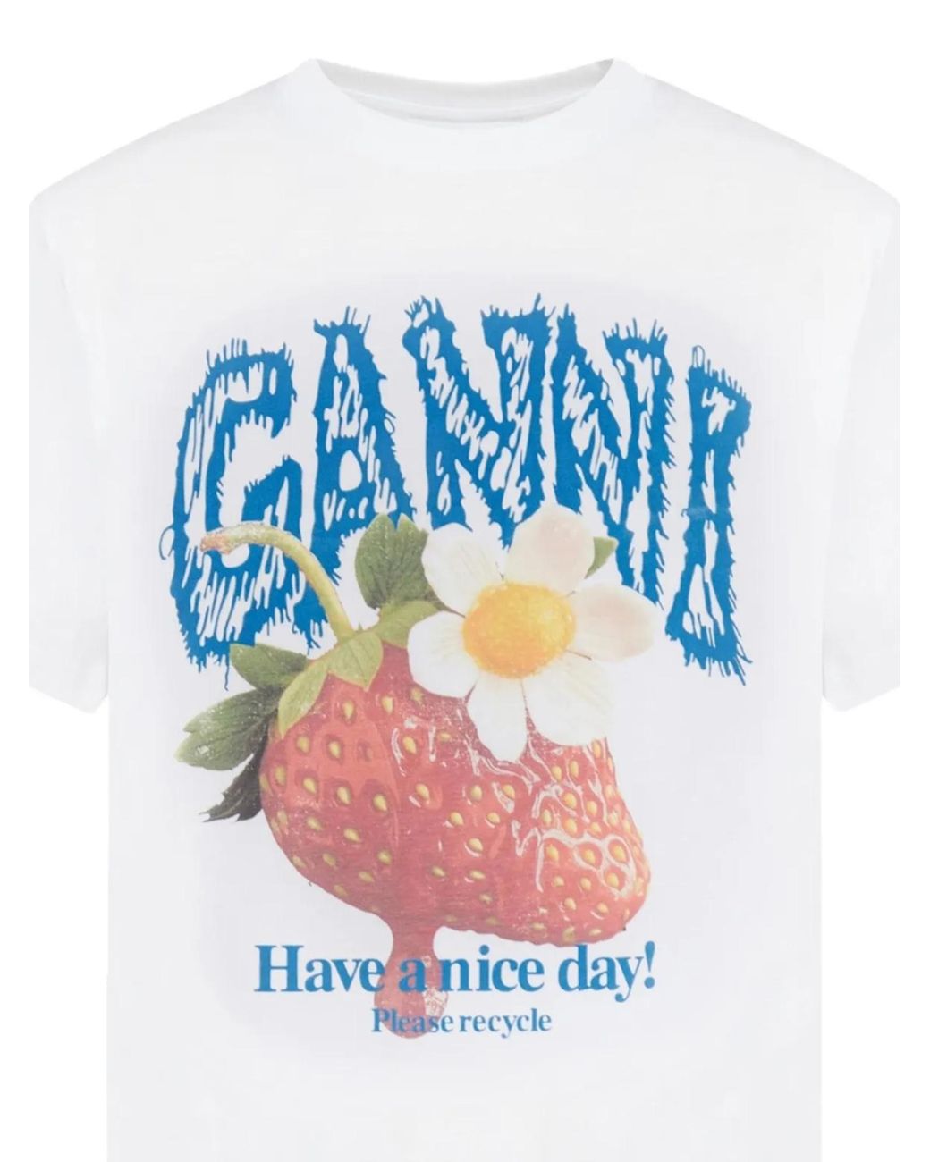 Ganni White Graphic Oversized T-Shirt