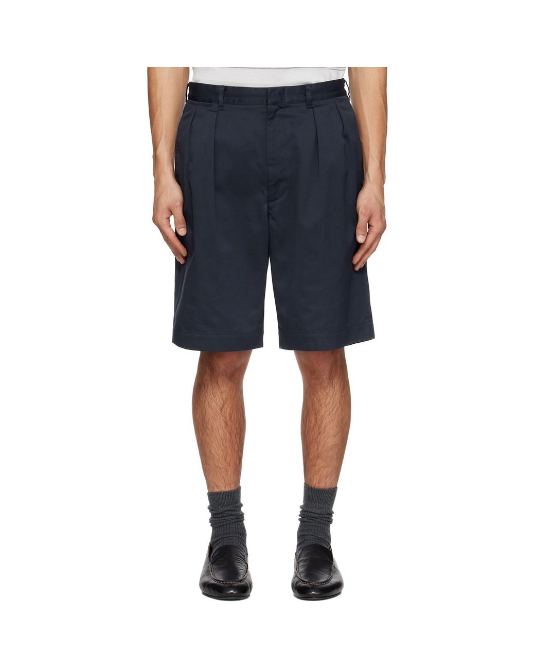 Nanamica Blue Double-Pleated Shorts for men
