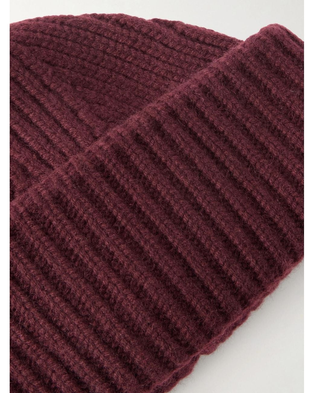 Yves Salomon Red Ribbed Wool And Cashmere-Blend Beanie