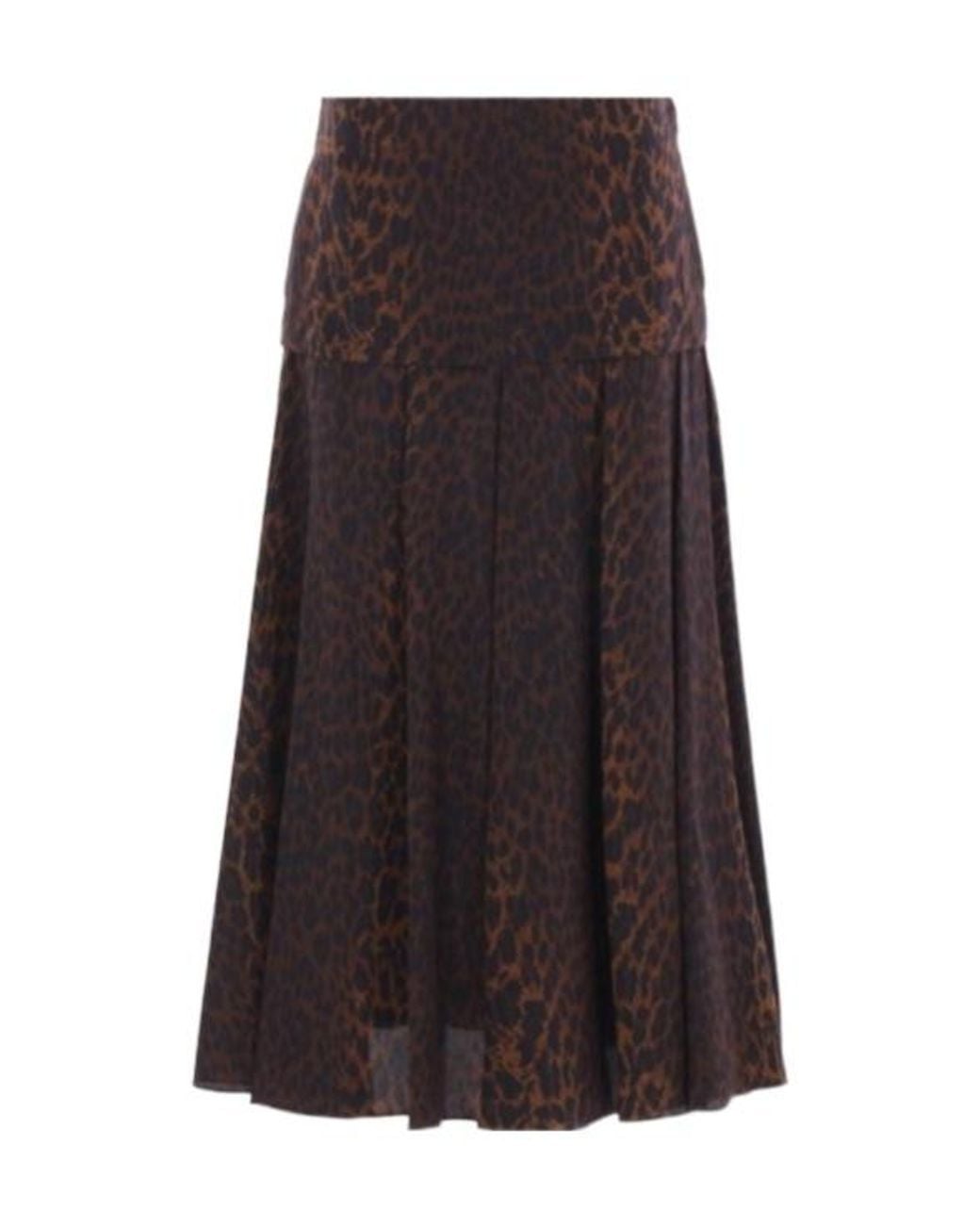 Balenciaga Brown Leopard Printed Midi Skirt