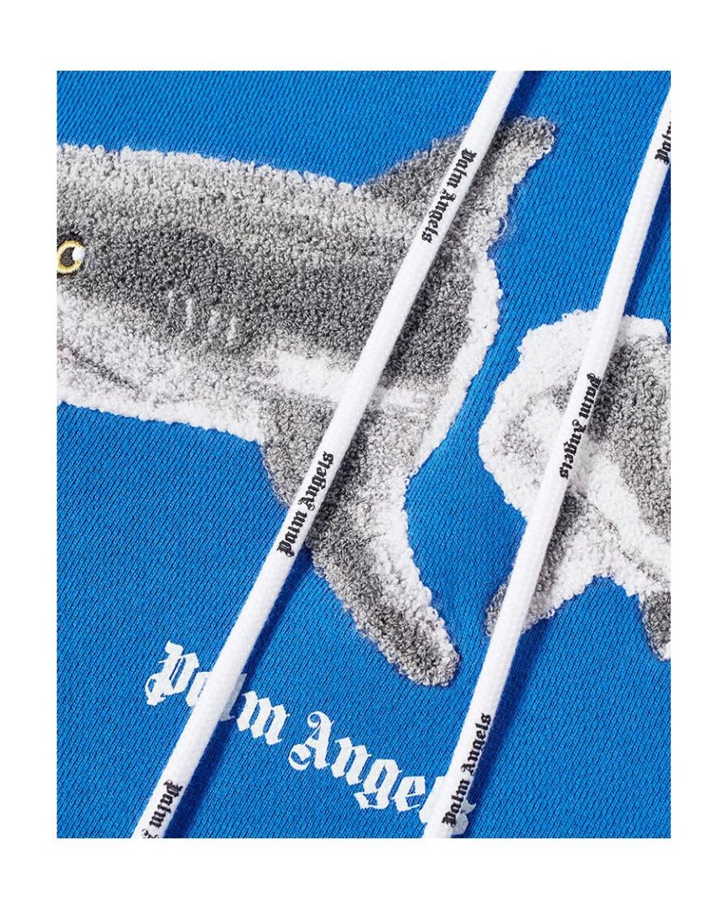 Palm Angels Blue Shark Logo Drawstring Hoodie for men