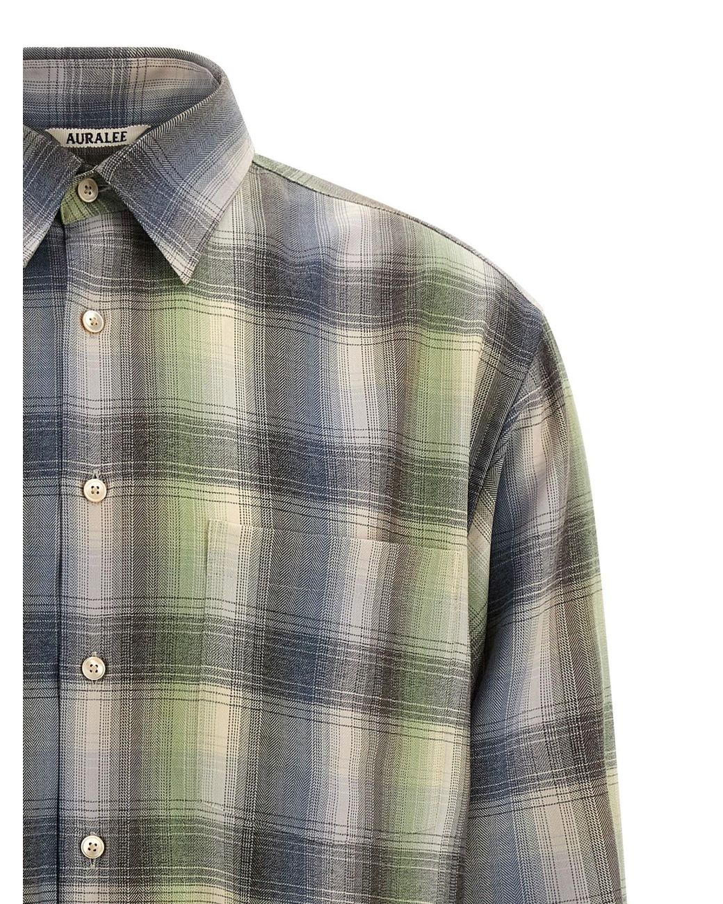 Auralee Gray Checked Long Sleeved Shirt for men