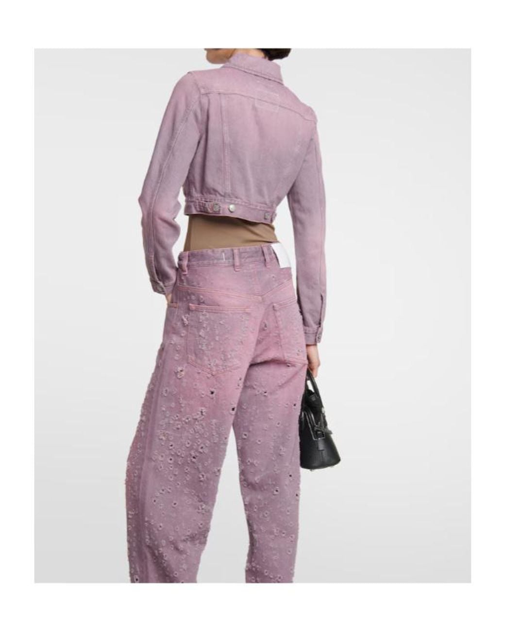 MM6 by Maison Margiela Pink Cropped Denim Jacket