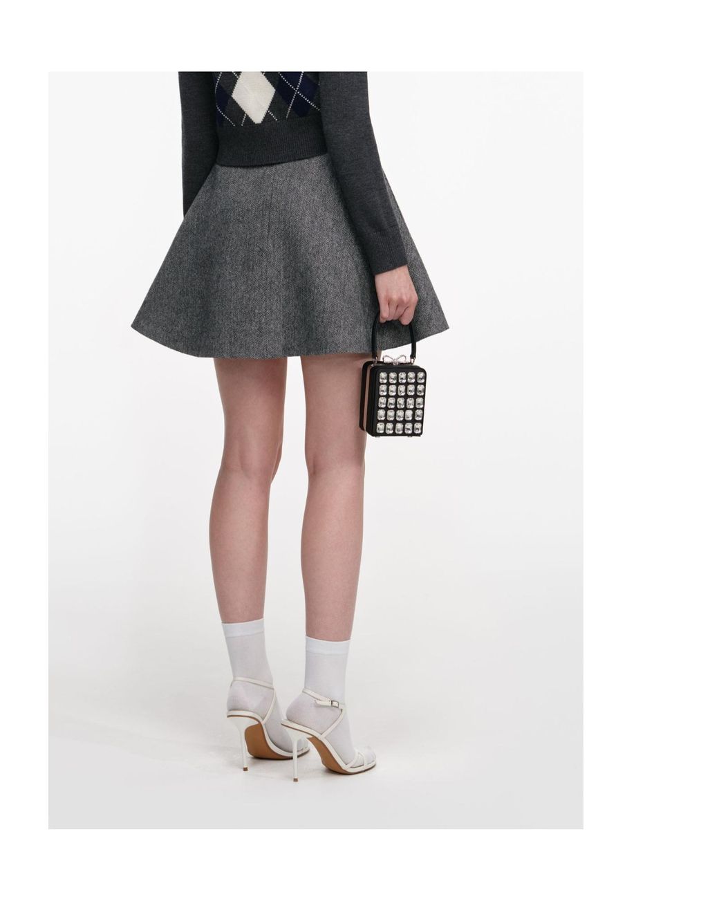 Self-Portrait Black Belted A-Line Mini Skirt
