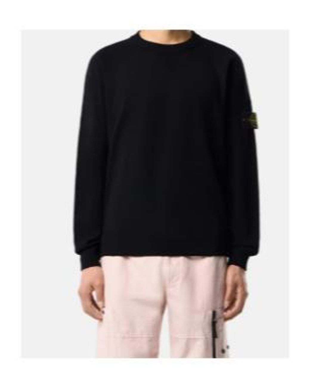 Stone Island Black Logo Patch Crewneck Sweater for men