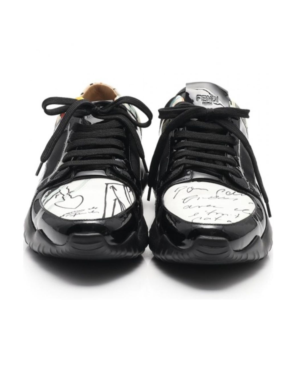 Fendi Black Color-Block Fabric Low-Top Sneakers for men