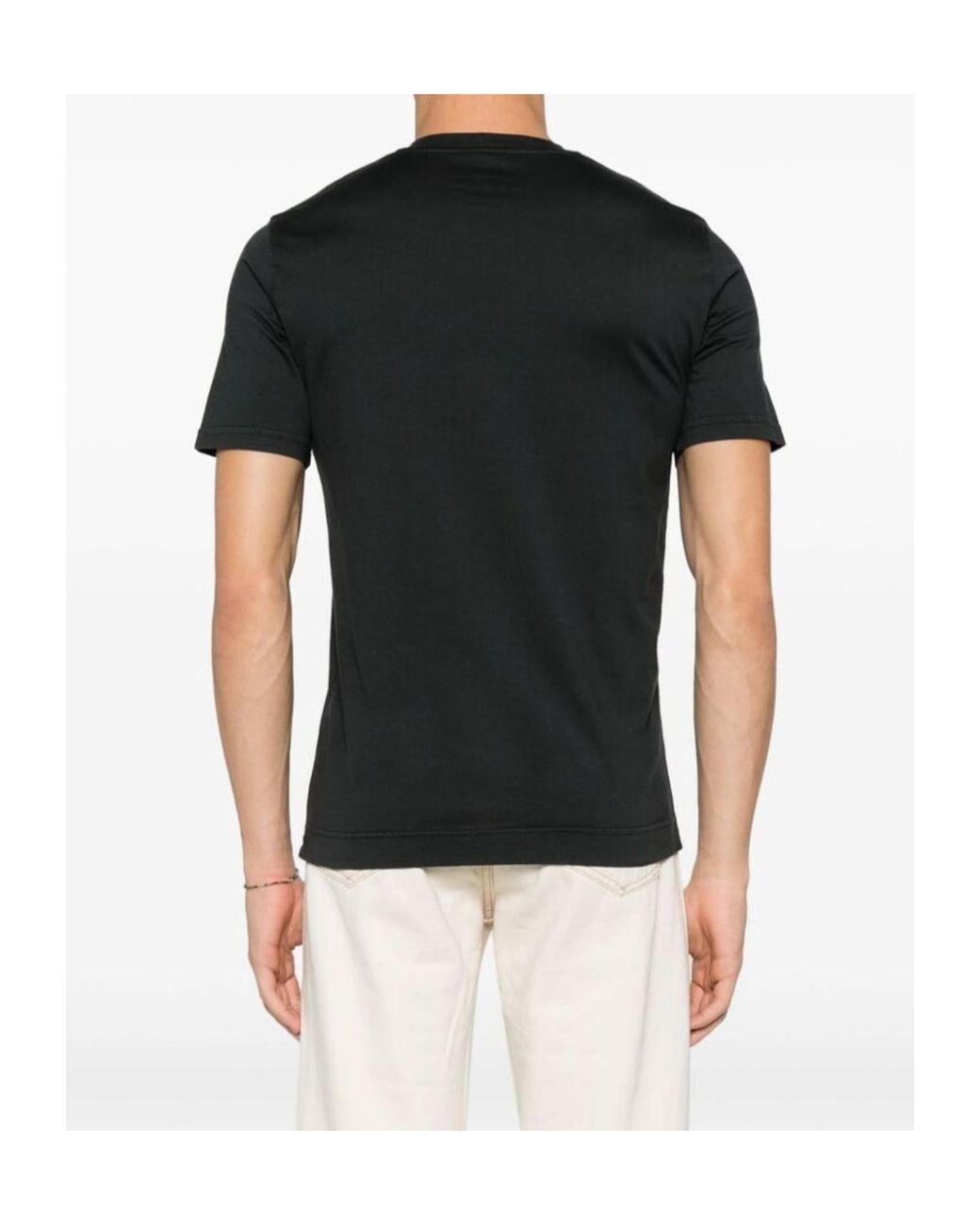 Fedeli Black Short-Sleeved Crewneck T-Shirt for men