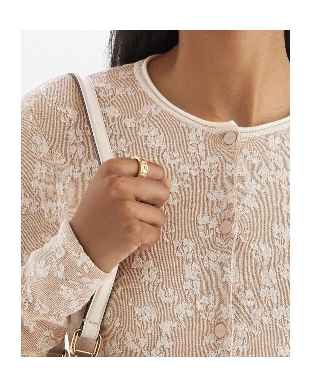 Fendi Metallic Forever Embellished Ring